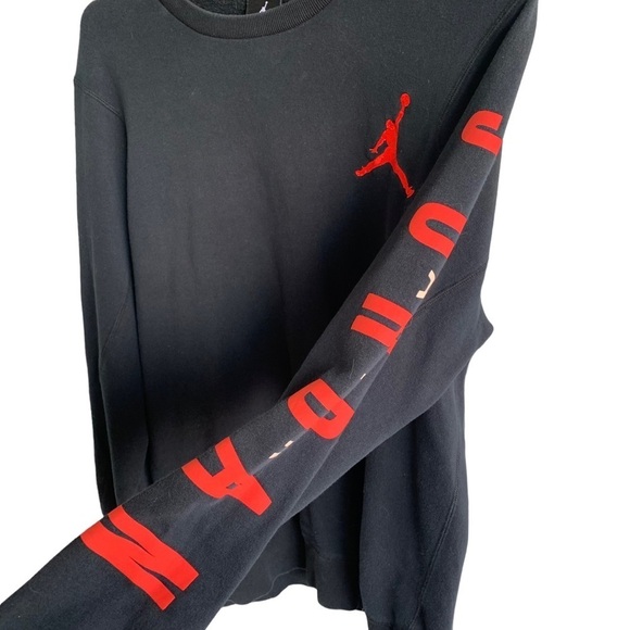 Nike Air Jordan Flight Classic Crew Sweatshirt Black Sweater Mens Size Large - Picture 5 of 5